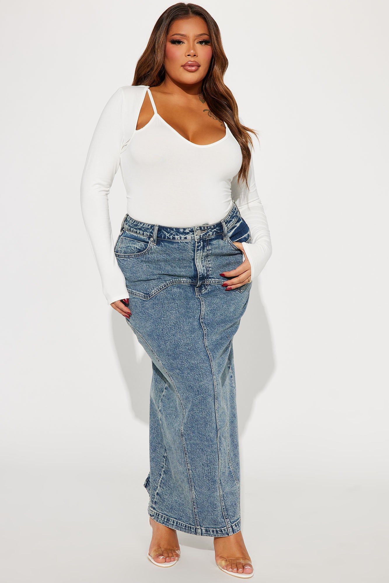 Romee Denim Maxi Skirt - Dark Wash sold by Fashion Nova product image thumbnail 4