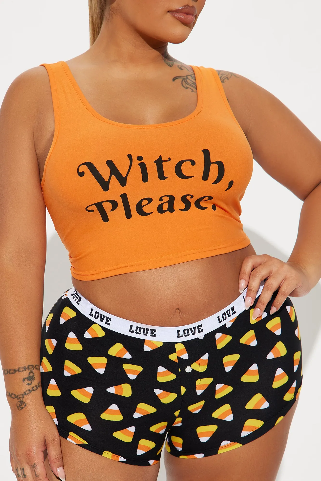 Witch Please Halloween PJ Set - Orange/combo sold by Fashion Nova product image thumbnail 5
