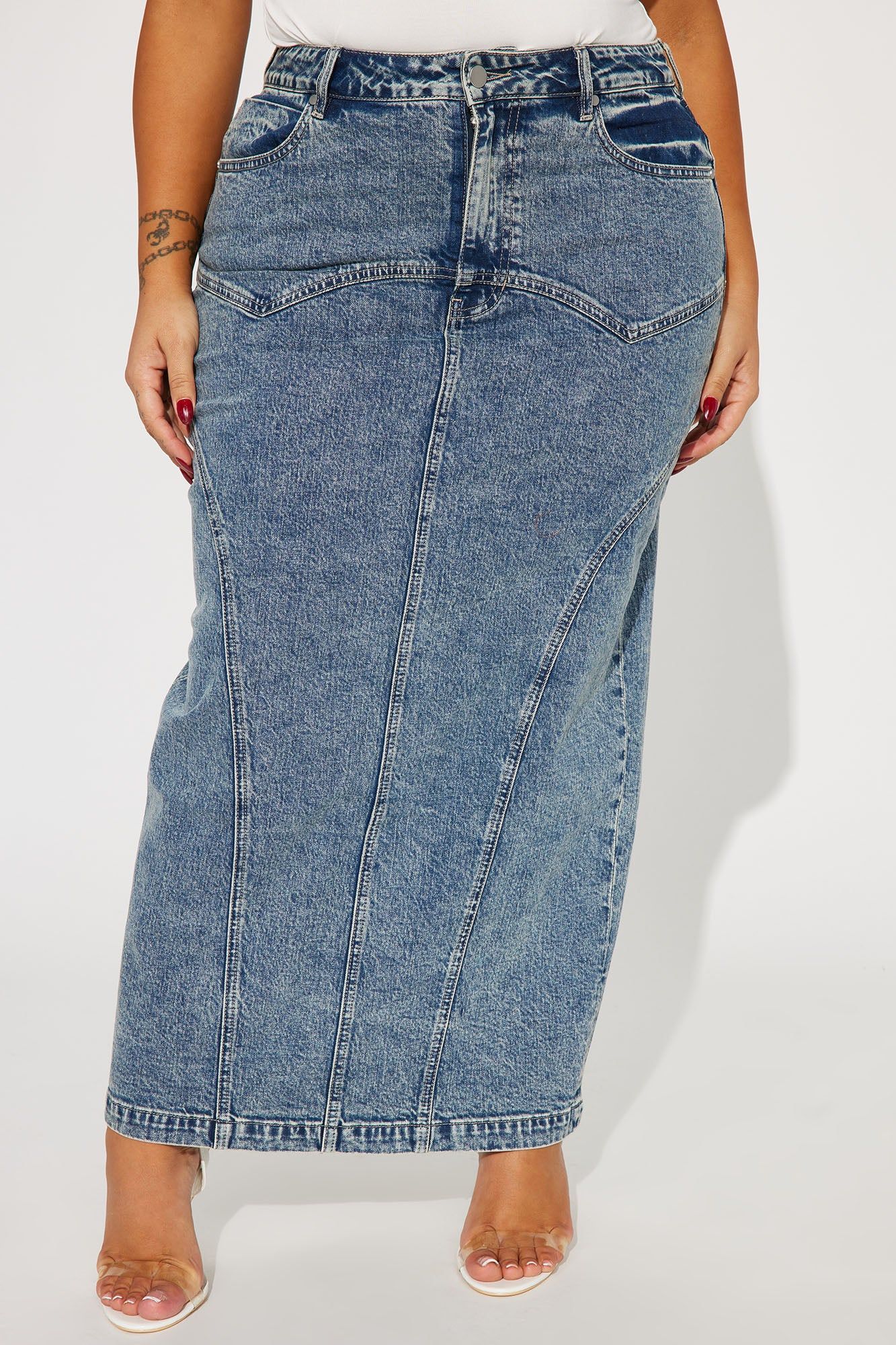 Romee Denim Maxi Skirt - Dark Wash sold by Fashion Nova product image thumbnail 5