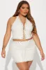 Adira Faux Leather Skirt Set - Cream sold by Fashion Nova