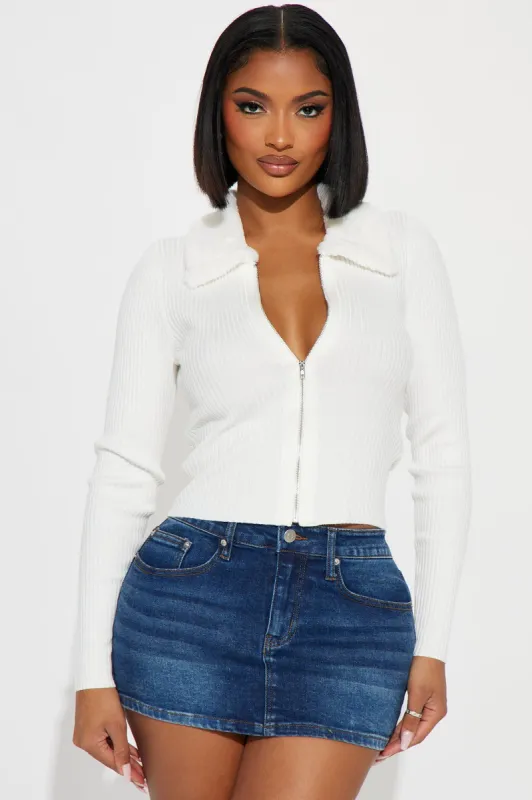 Clear My Mind Zip Up Cardigan - Off White sold by Fashion Nova