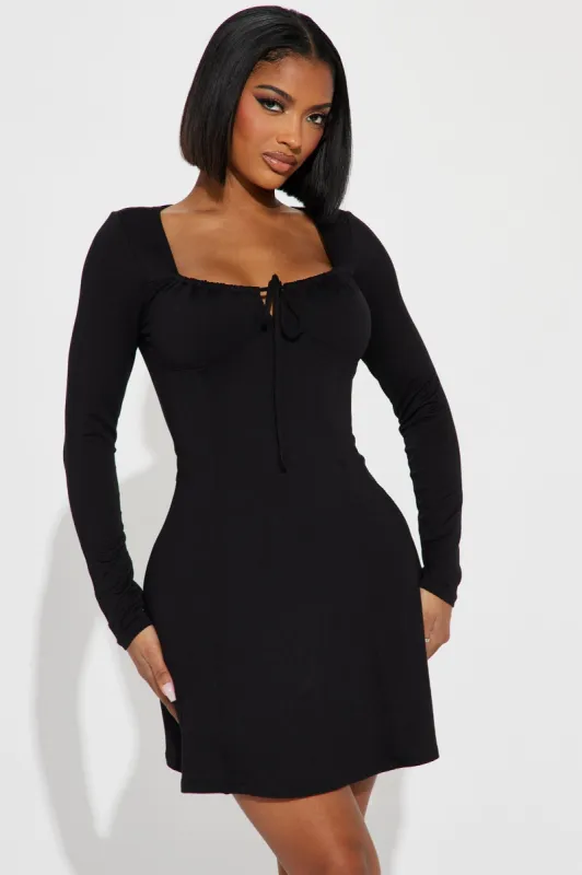 Sofia Skater Mini Dress - Black sold by Fashion Nova