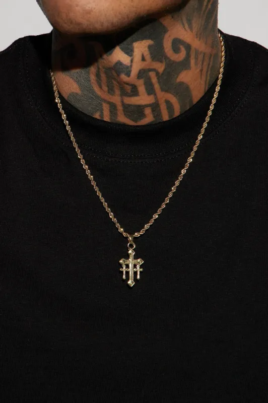 Triple Cross Necklace - Gold sold by Fashion Nova