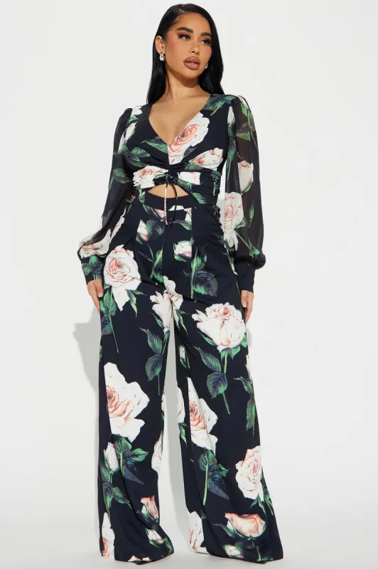 Romance Me Satin Jumpsuit - Black/combo sold by Fashion Nova