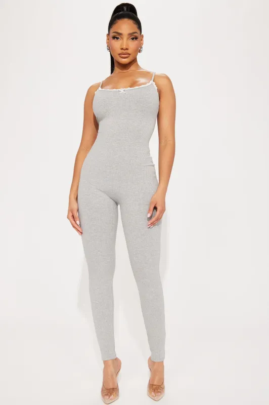 Julia Snatched Jumpsuit - Heather Grey sold by Fashion Nova