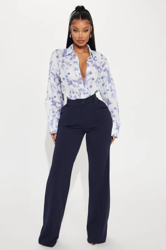 Heidi Wide Leg Trouser Pant - Navy sold by Fashion Nova