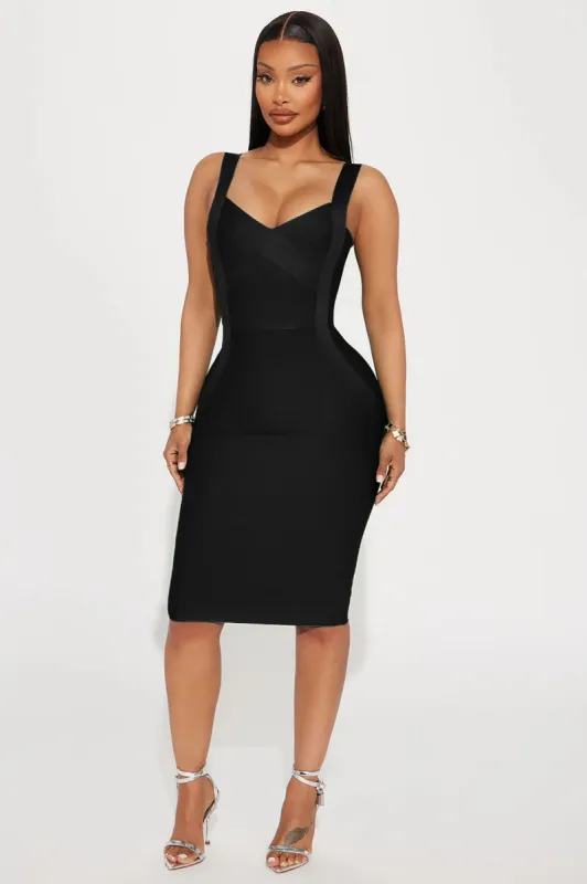 Elise Bandage Midi Dress - Black sold by Fashion Nova