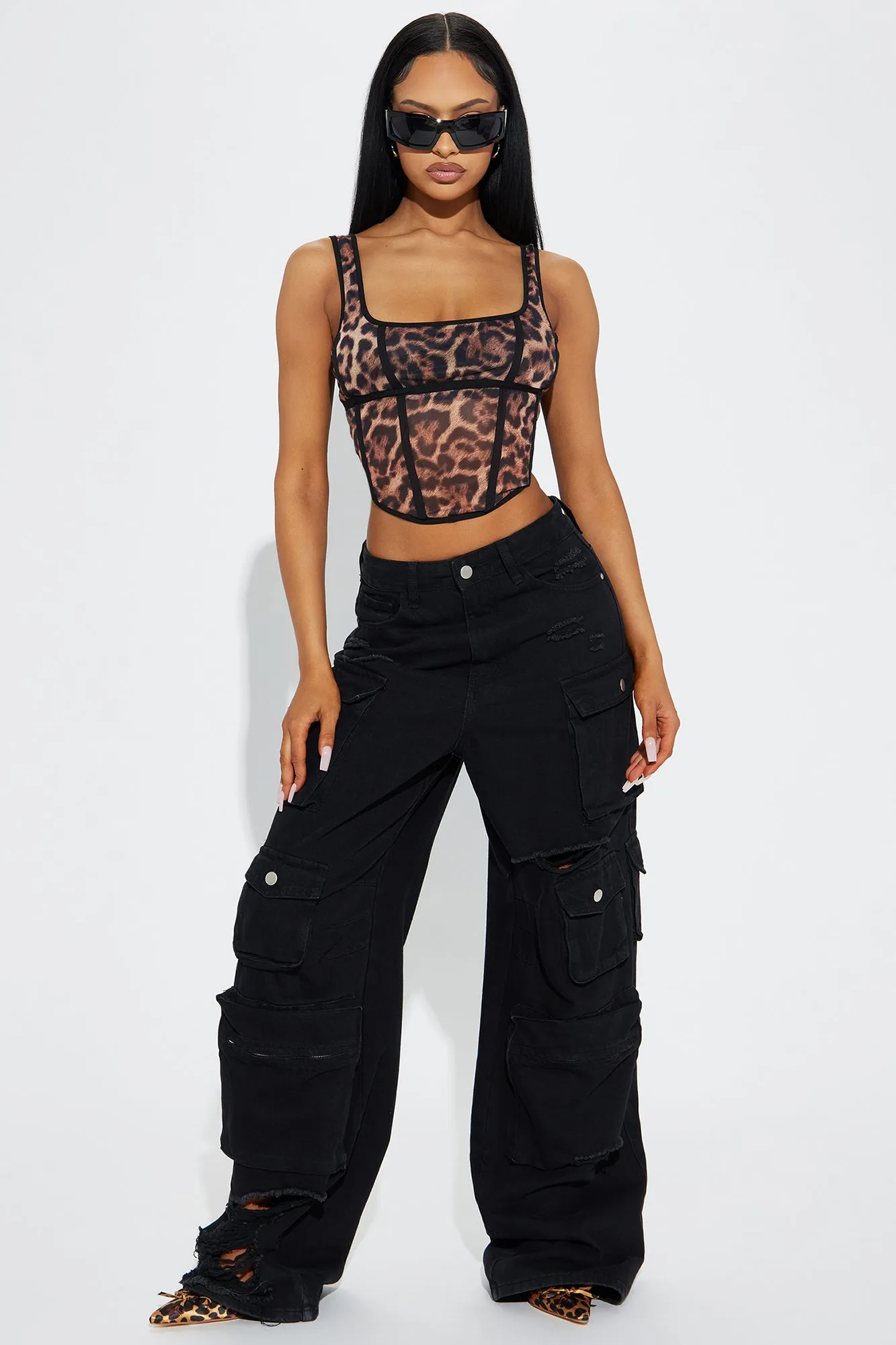 Catch Me Mesh Corset Top - Brown/combo sold by Fashion Nova product image thumbnail 2