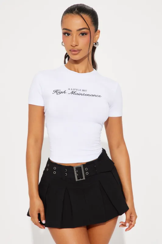 A Little Bit High Maintenance Tee - White/Black sold by Fashion Nova