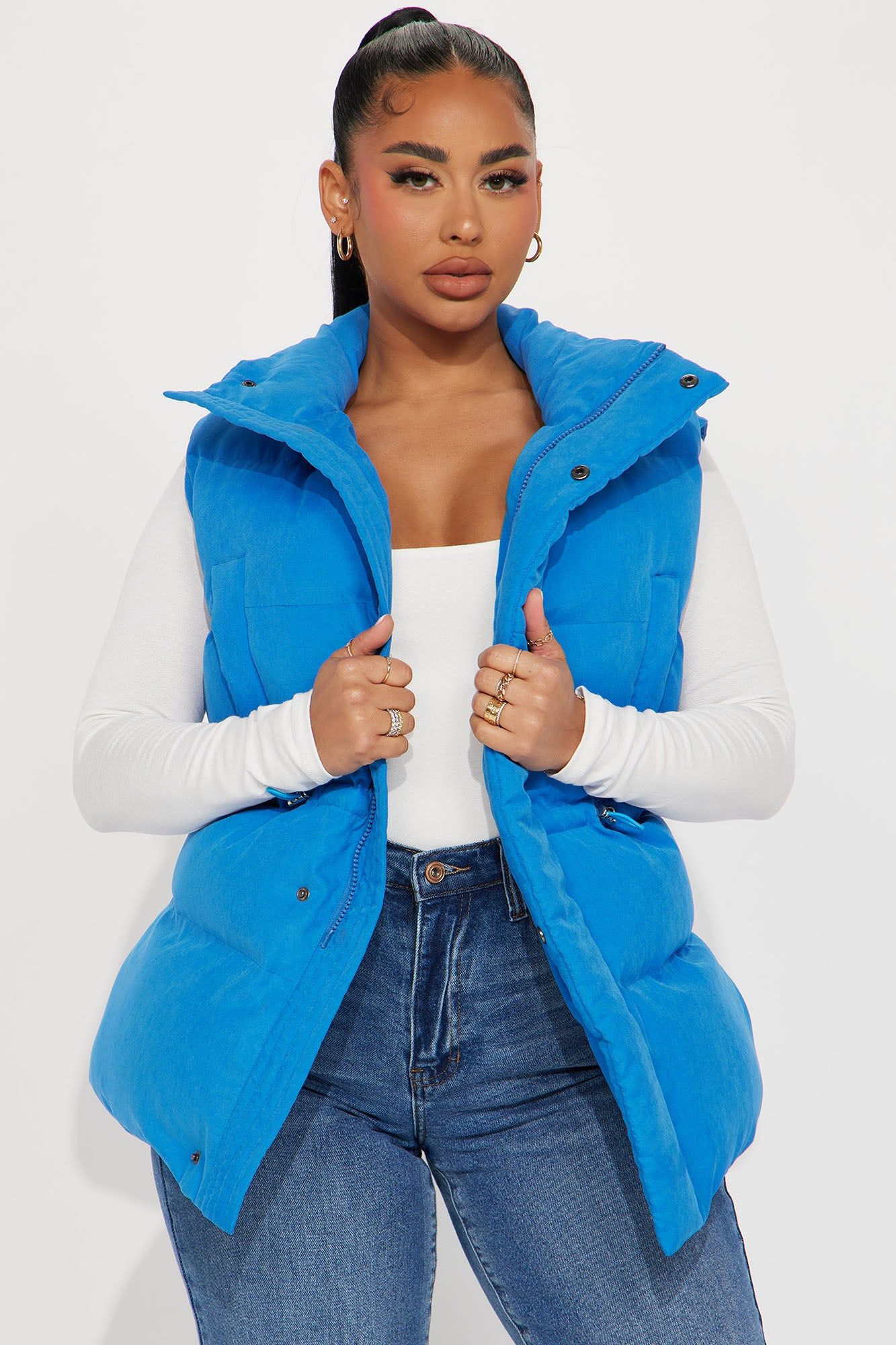 Krystal Puffer Vest - Blue sold by Fashion Nova