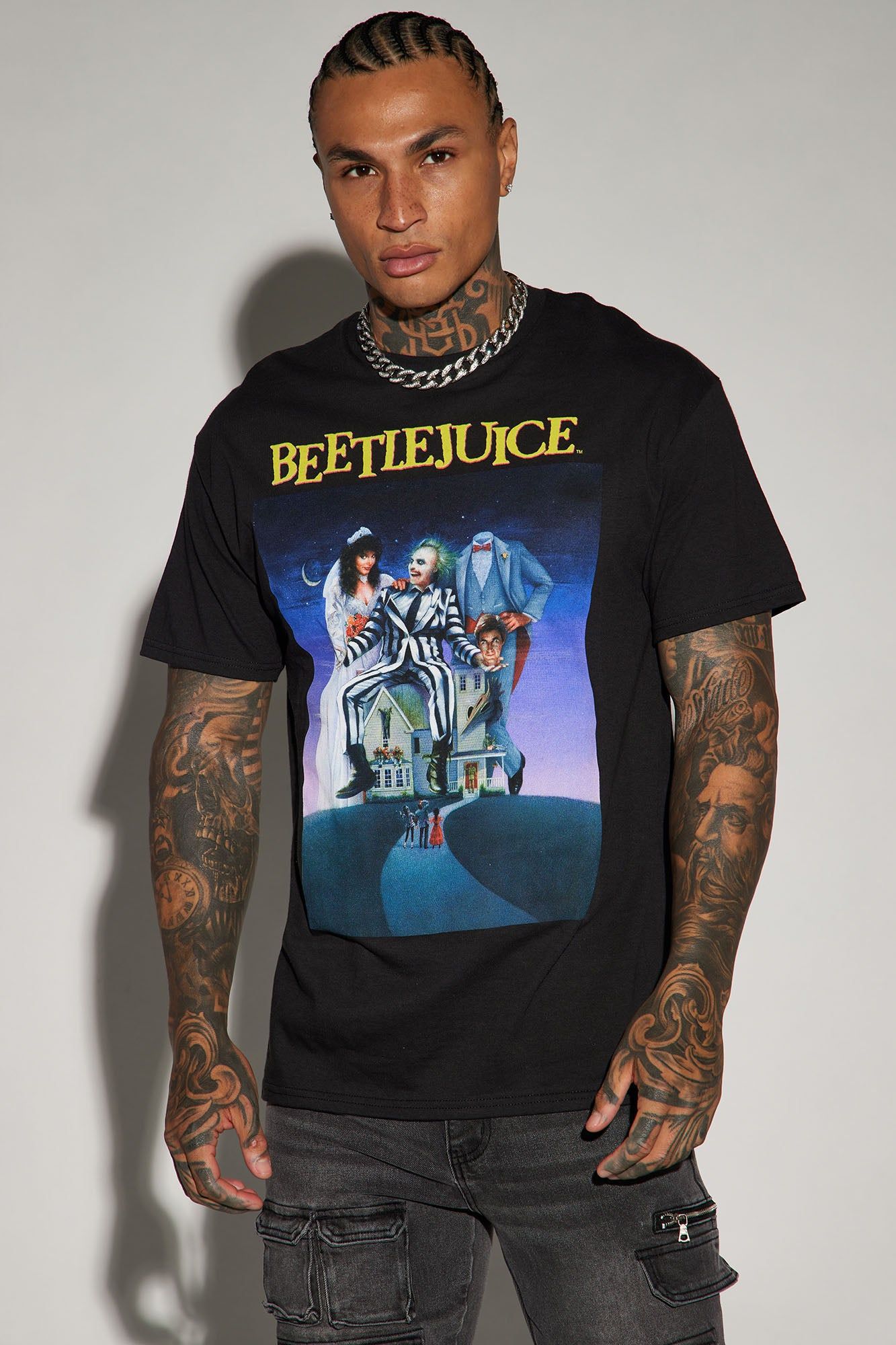Beetlejuice Cover Short Sleeve Tee - Black sold by Fashion Nova