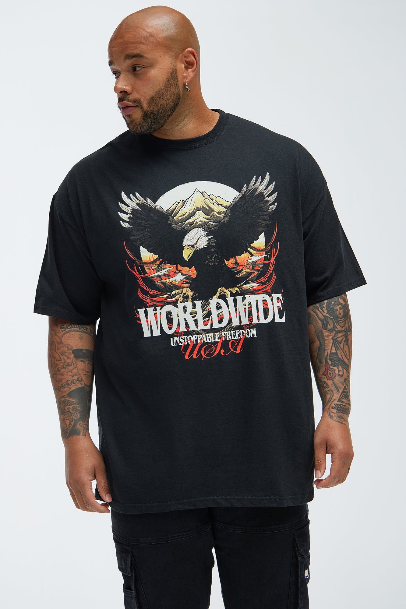Worldwide Unstoppable Freedom USA Short Sleeve Tee - Black sold by Fashion Nova product image thumbnail 5