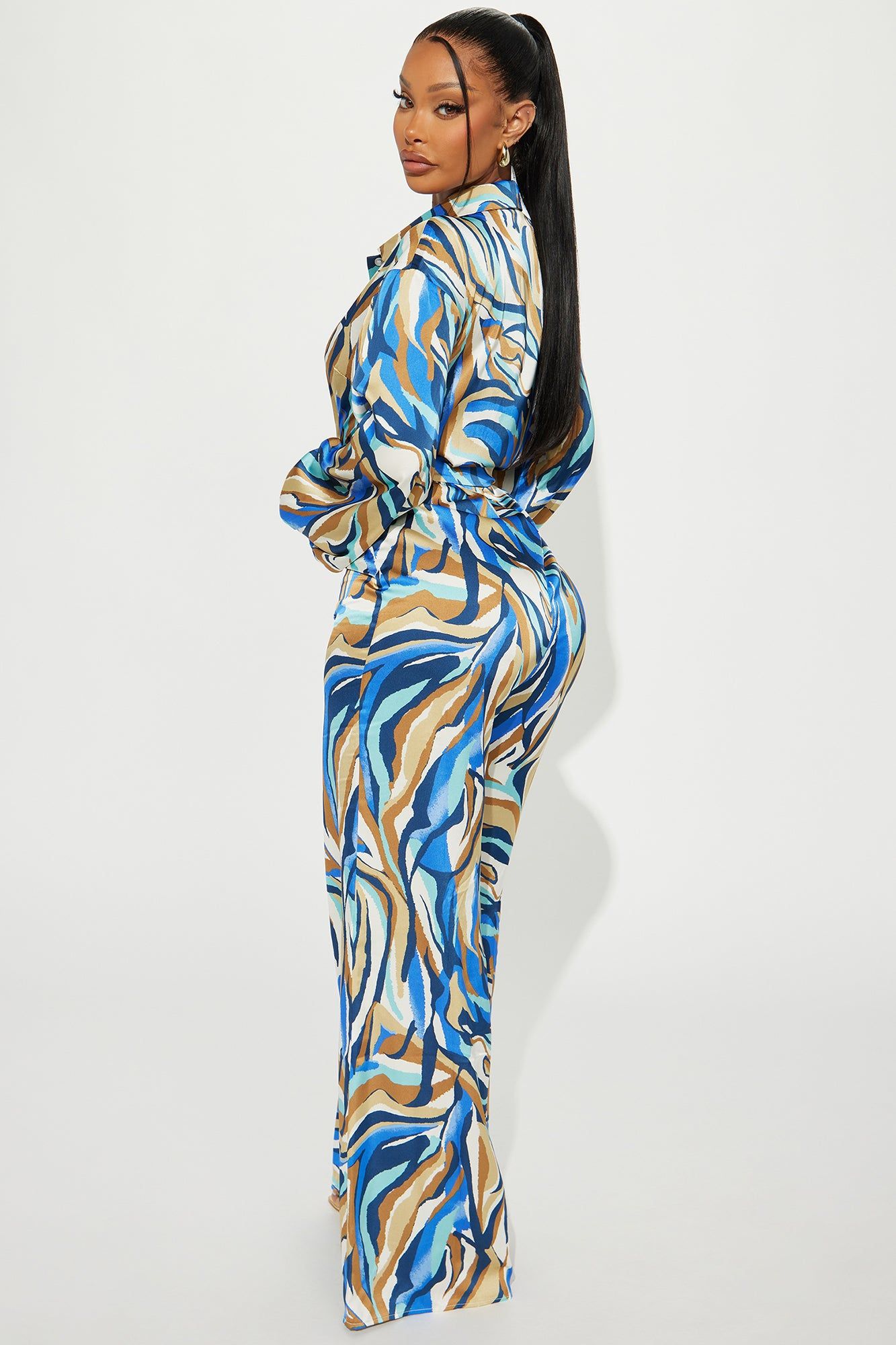 Don't Stop Moving Satin Jumpsuit - Blue/combo sold by Fashion Nova product image thumbnail 3