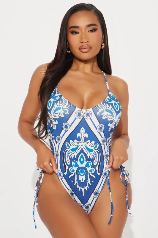 Grecian Dream 1 Piece Swimsuit - Blue/combo sold by Fashion Nova
