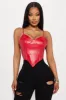 GNO Faux Leather Corset Top - Red sold by Fashion Nova