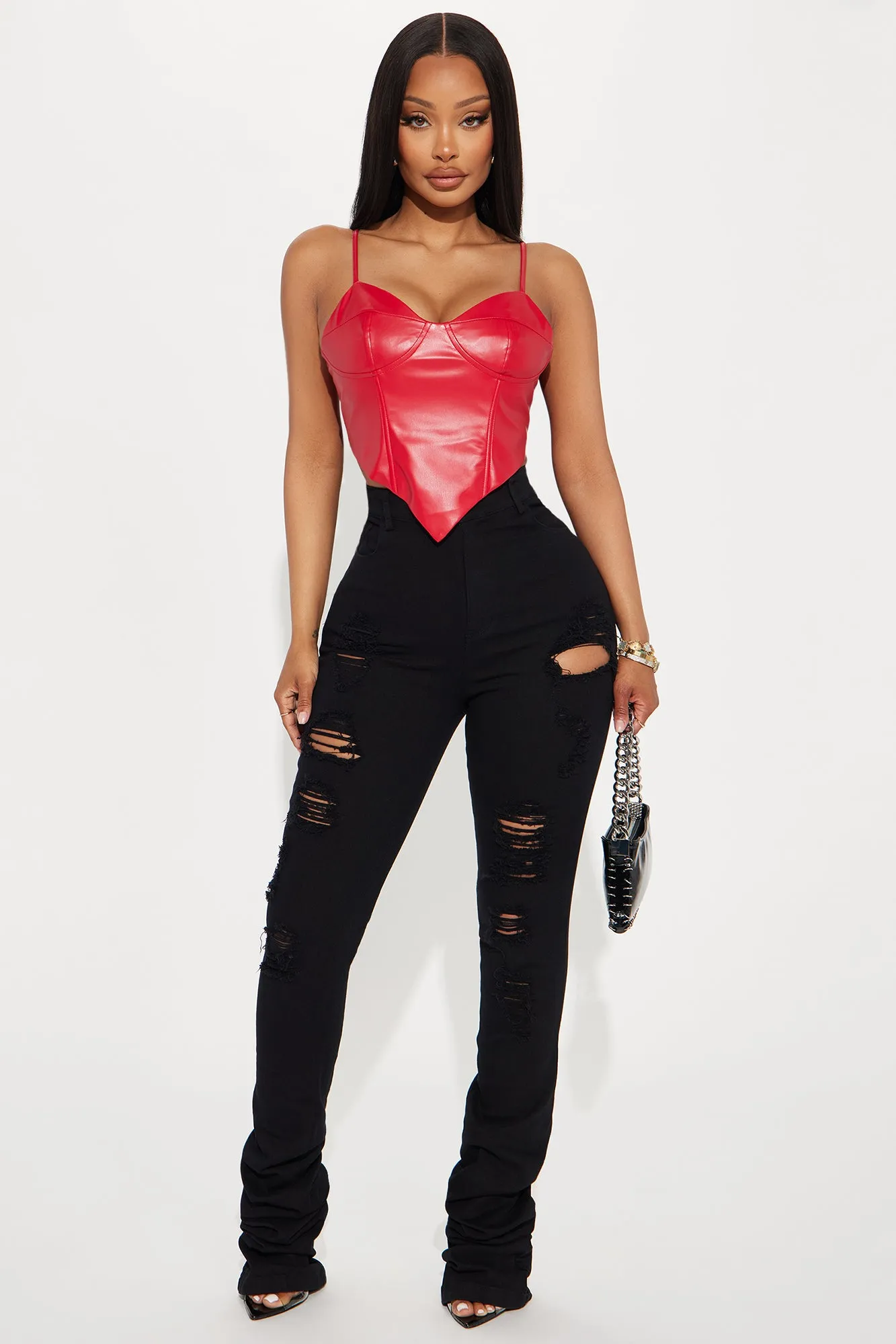 GNO Faux Leather Corset Top - Red sold by Fashion Nova product image thumbnail 2