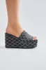 Connie Embellished Wedges - Black sold by Fashion Nova