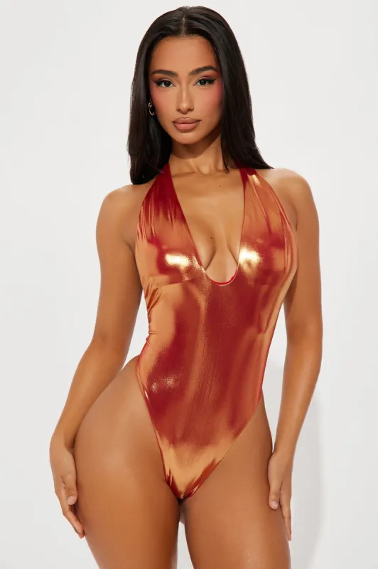Andrea Halter 1 Piece Swimsuit - Orange sold by Fashion Nova
