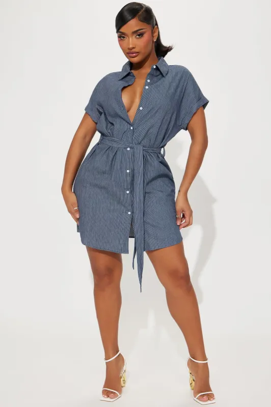 Emersyn Mini Shirt Dress - Navy sold by Fashion Nova