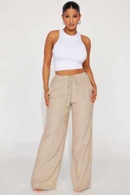 Vacay Babe Textured Wide Leg Pant - Taupe sold by Fashion Nova