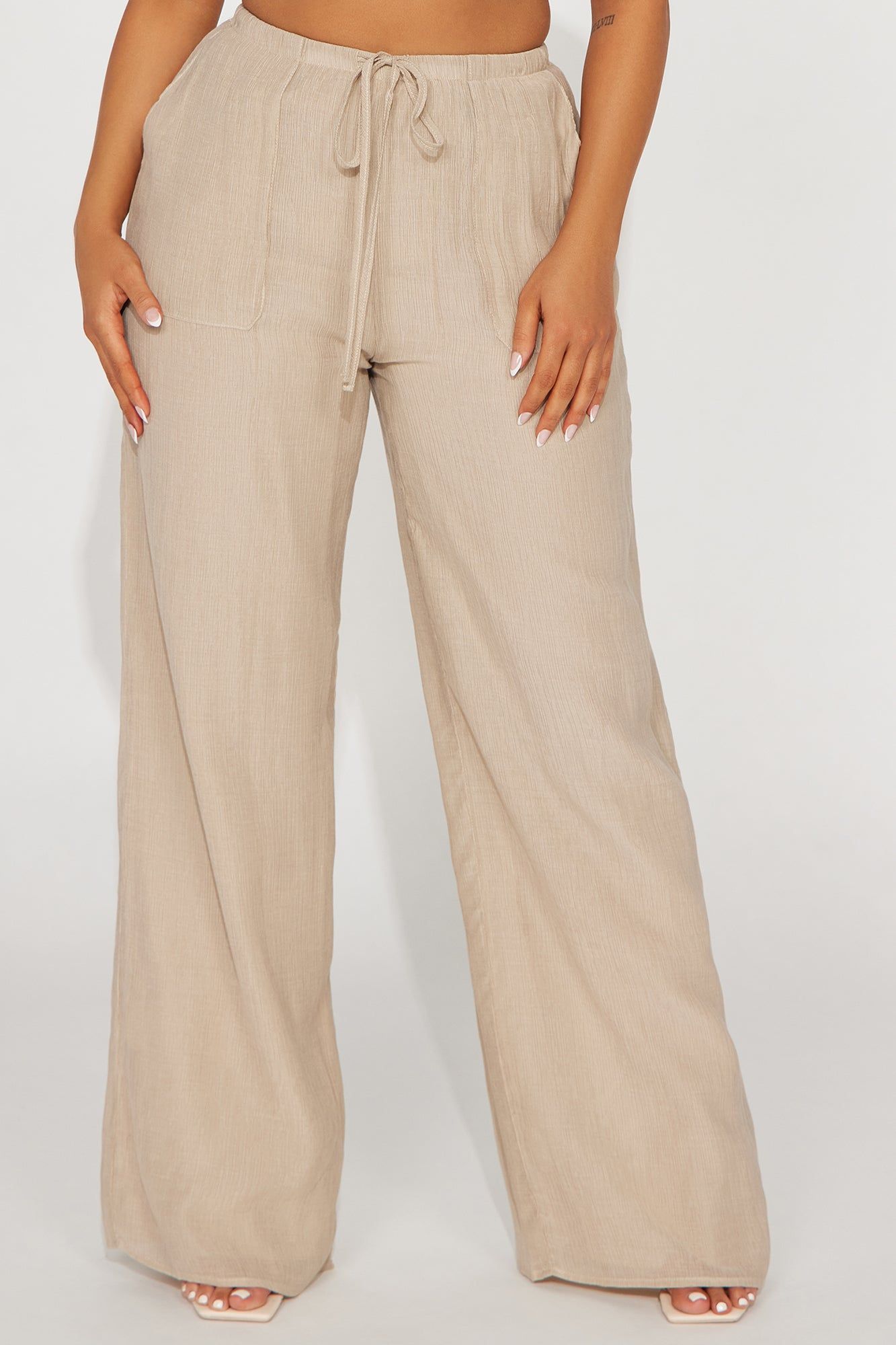 Vacay Babe Textured Wide Leg Pant - Taupe sold by Fashion Nova product image thumbnail 2