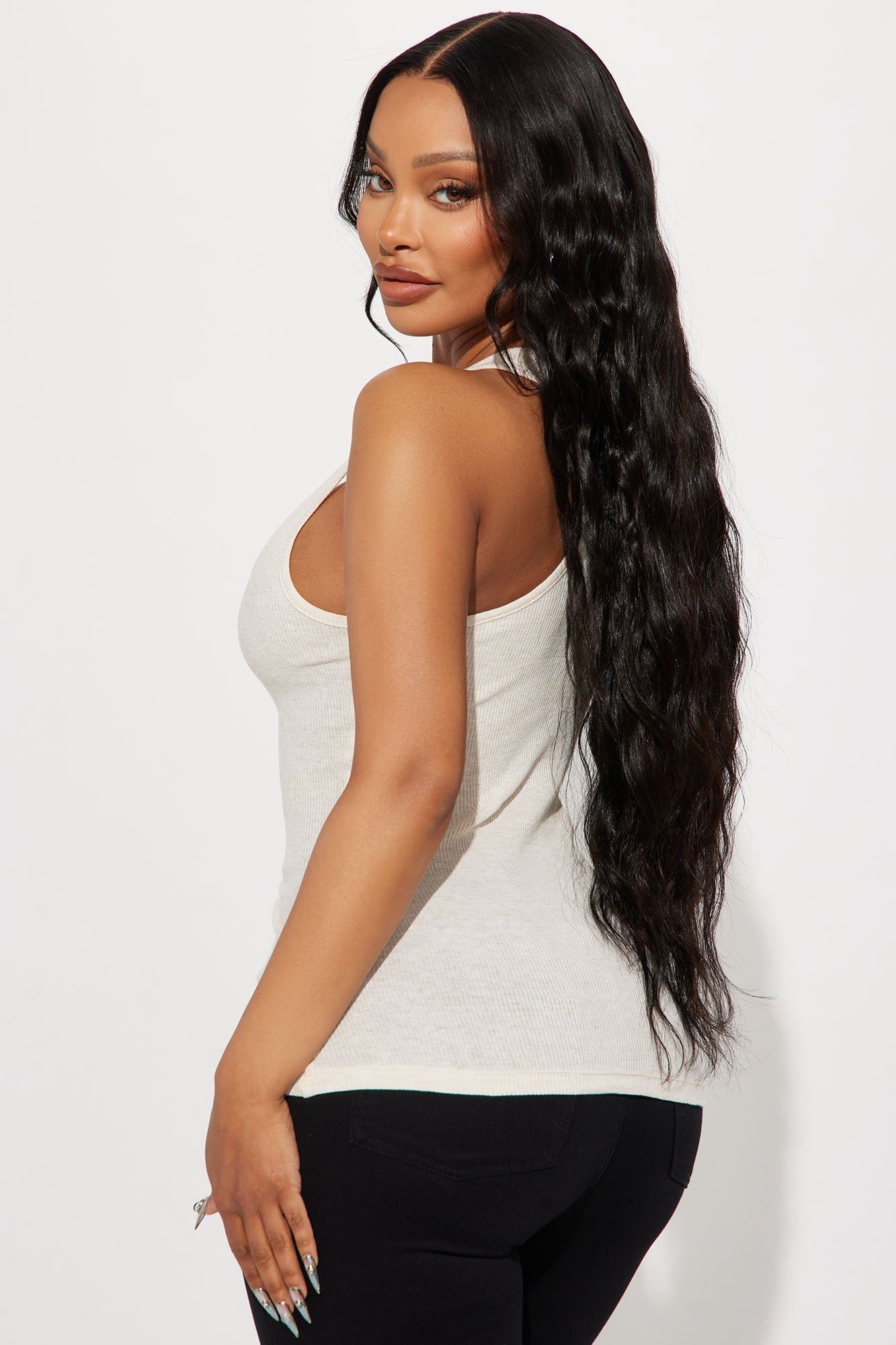 Essential Racer Back Tank Top - Oatmeal sold by Fashion Nova product image thumbnail 3