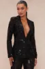 Charlize Sequin Embroidered Blazer - Black sold by Fashion Nova