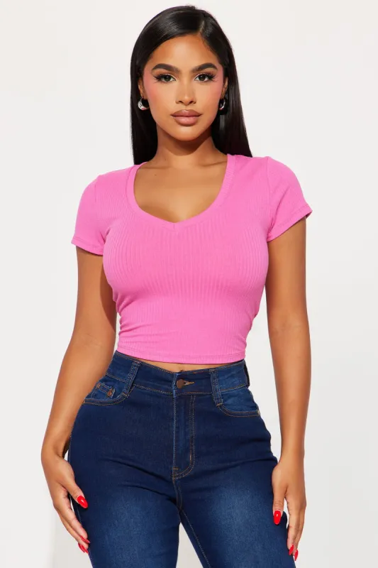 Sade Ribbed Crew Neck Top - Fuchsia sold by Fashion Nova