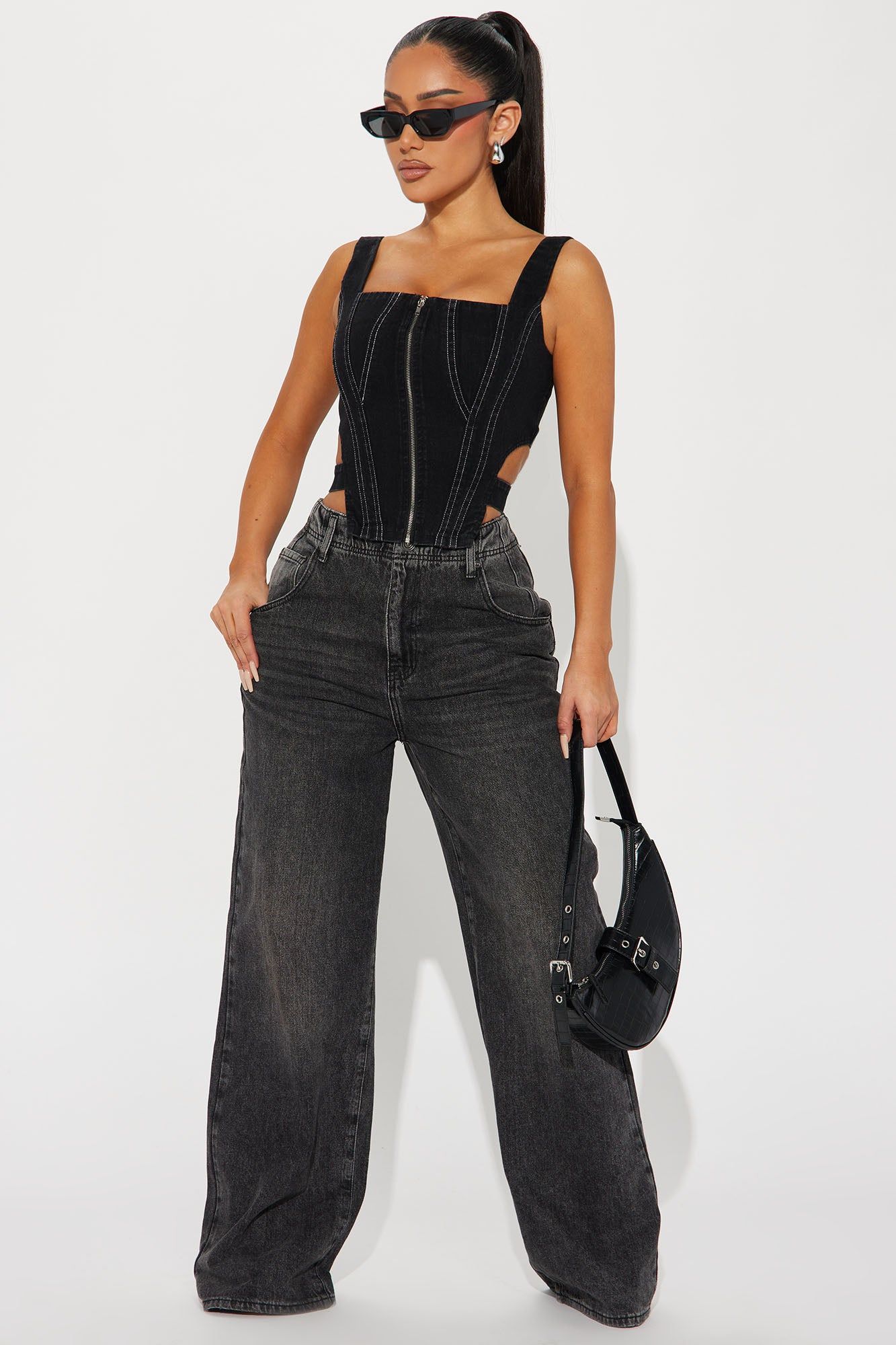 Keep That Energy Denim Corset Top - Black sold by Fashion Nova product image thumbnail 2