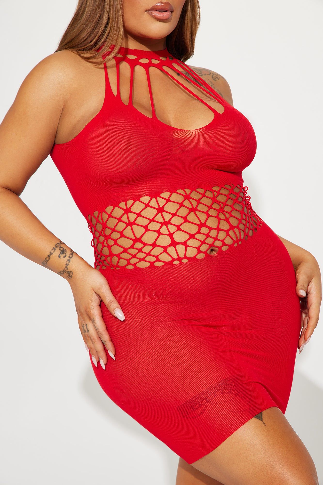 Watch The Attitude Dress Bodystocking - Red sold by Fashion Nova product image thumbnail 5