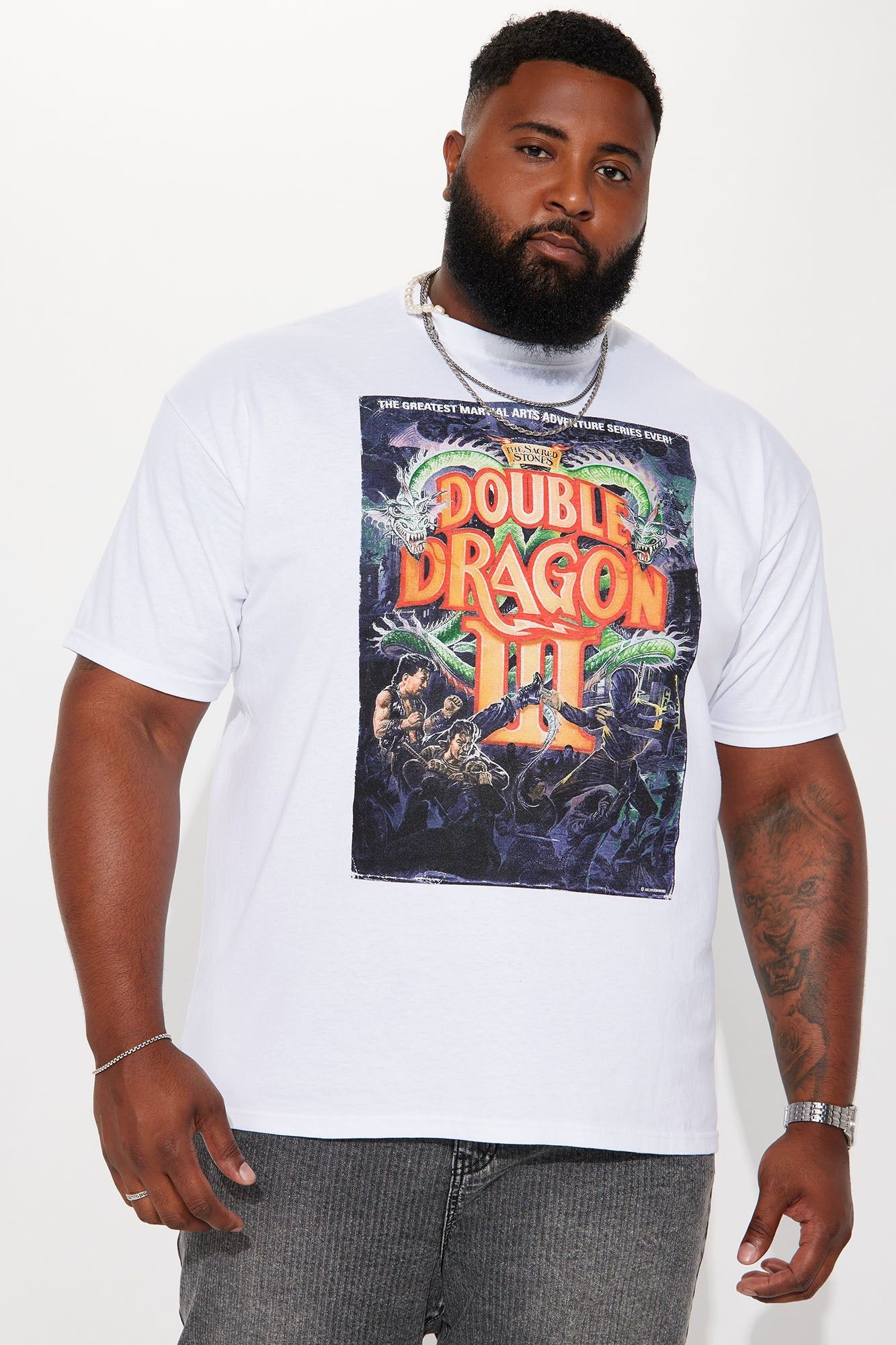 Double Dragon III Short Sleeve Tee - White sold by Fashion Nova product image thumbnail 2