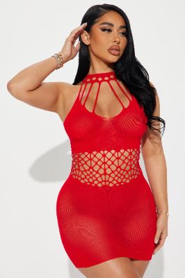Watch The Attitude Dress Bodystocking - Red sold by Fashion Nova