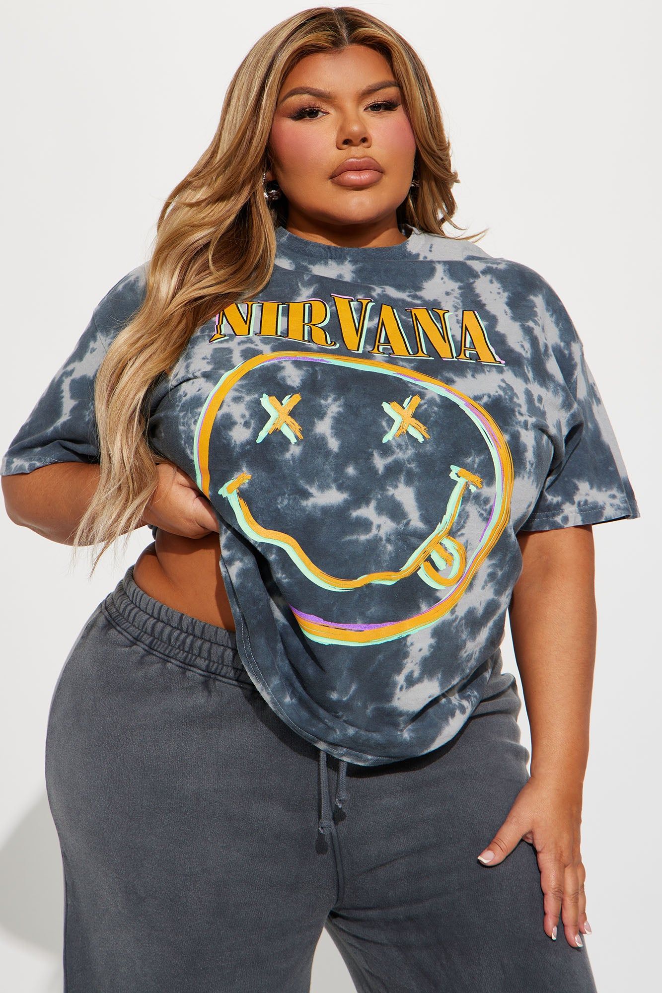 Nirvana All Smiles Tie Dye Tee - Black/combo sold by Fashion Nova product image thumbnail 5