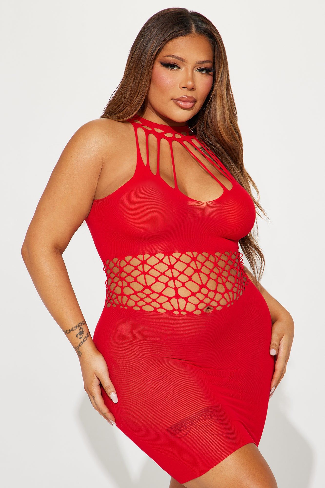 Watch The Attitude Dress Bodystocking - Red sold by Fashion Nova product image thumbnail 4