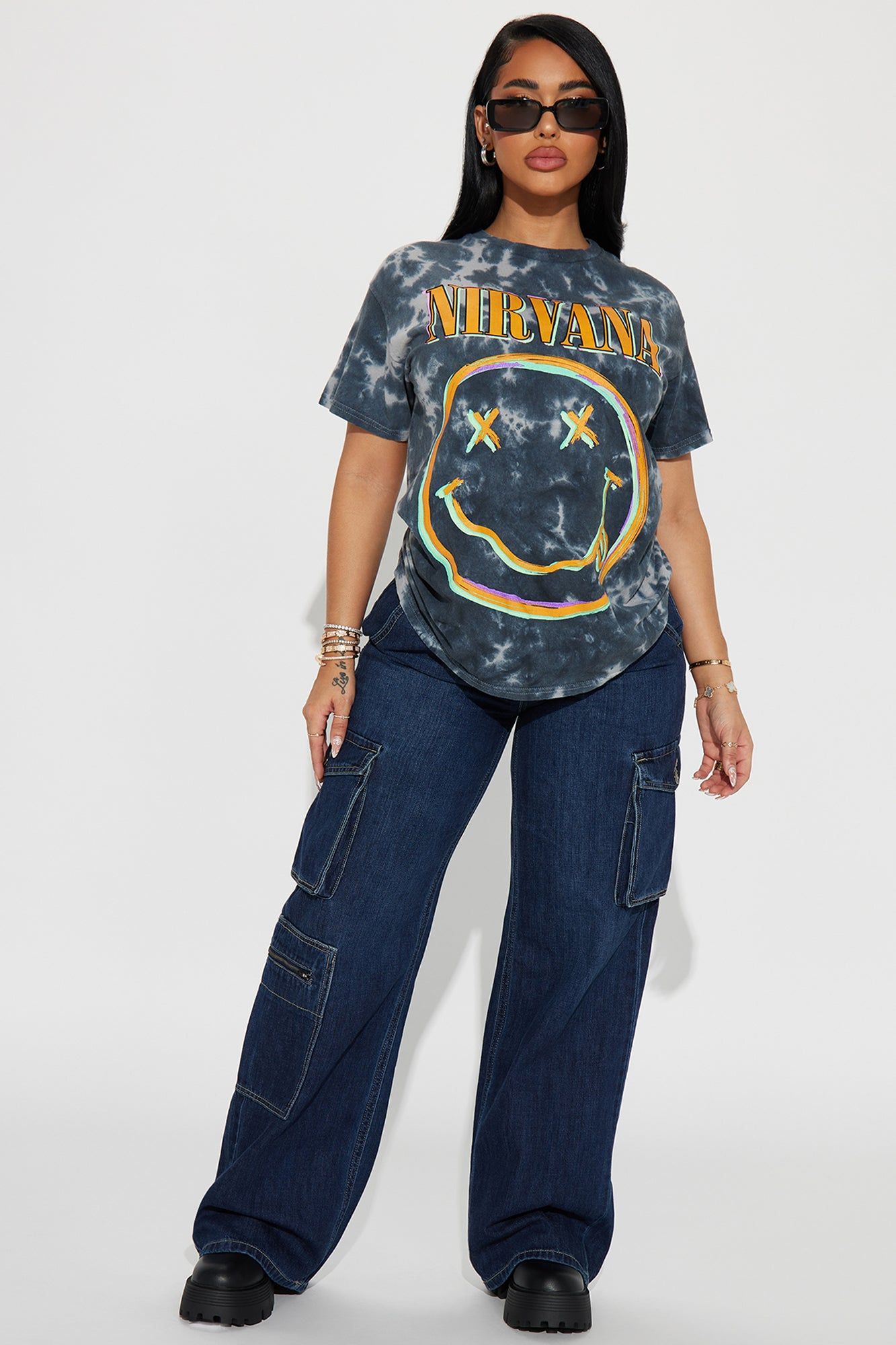 Nirvana All Smiles Tie Dye Tee - Black/combo sold by Fashion Nova product image thumbnail 2