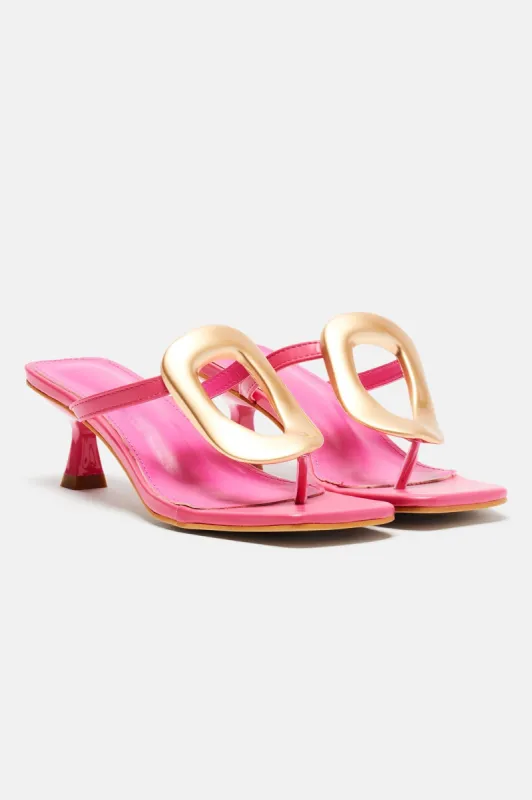 Switching Up On You Heeled Mules - Pink sold by Fashion Nova