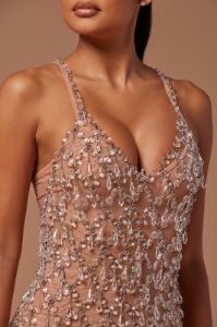 Chantilly Embellished Mini Dress - Clear/Silver sold by Fashion Nova
