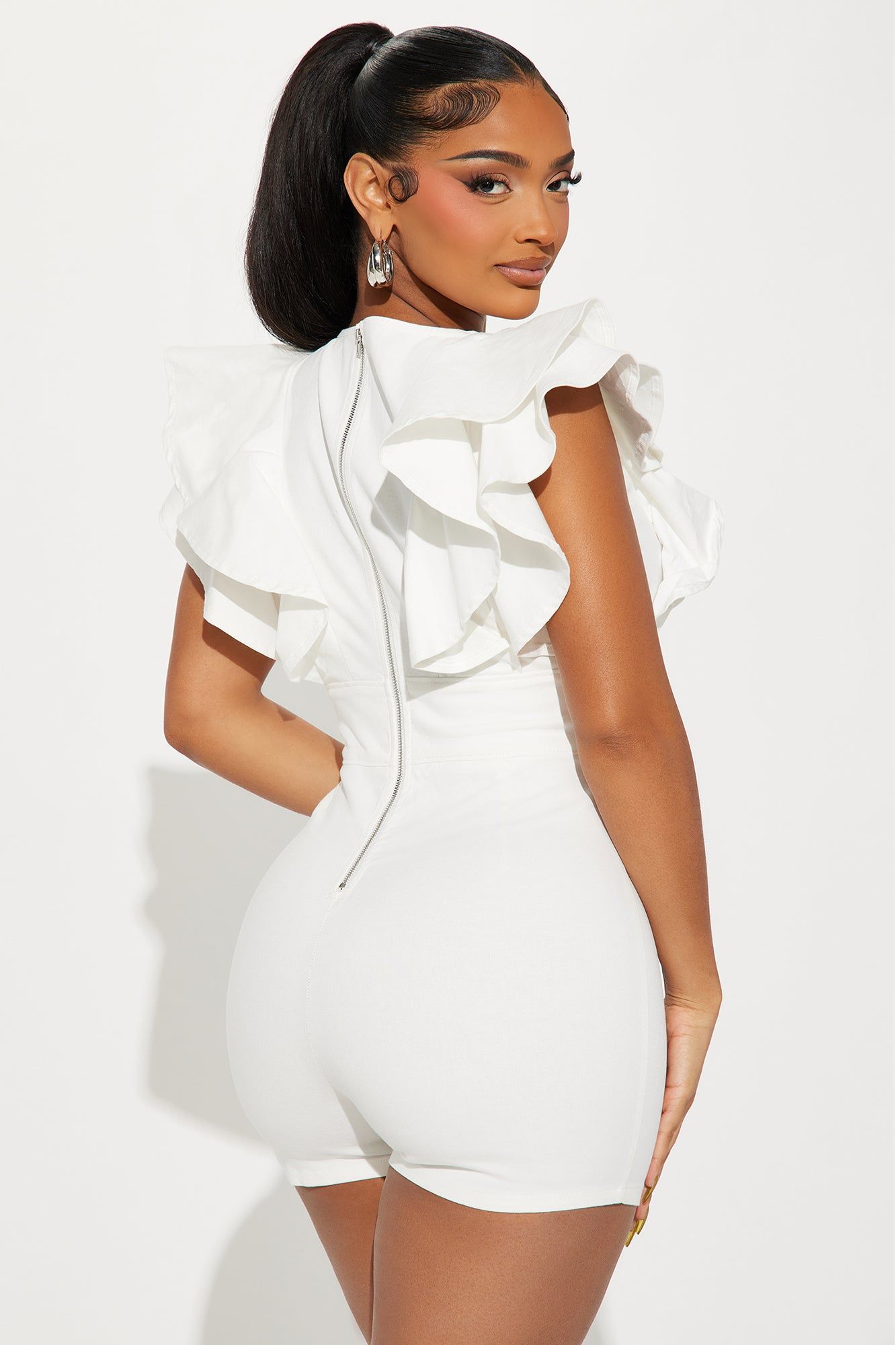 Can't Deny This Denim Romper - White sold by Fashion Nova product image thumbnail 2