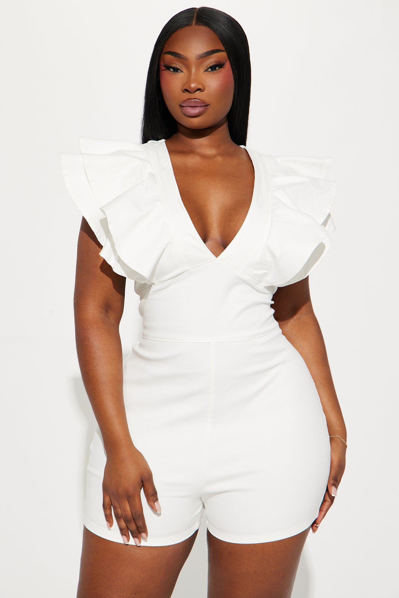 Can't Deny This Denim Romper - White sold by Fashion Nova product image thumbnail 4