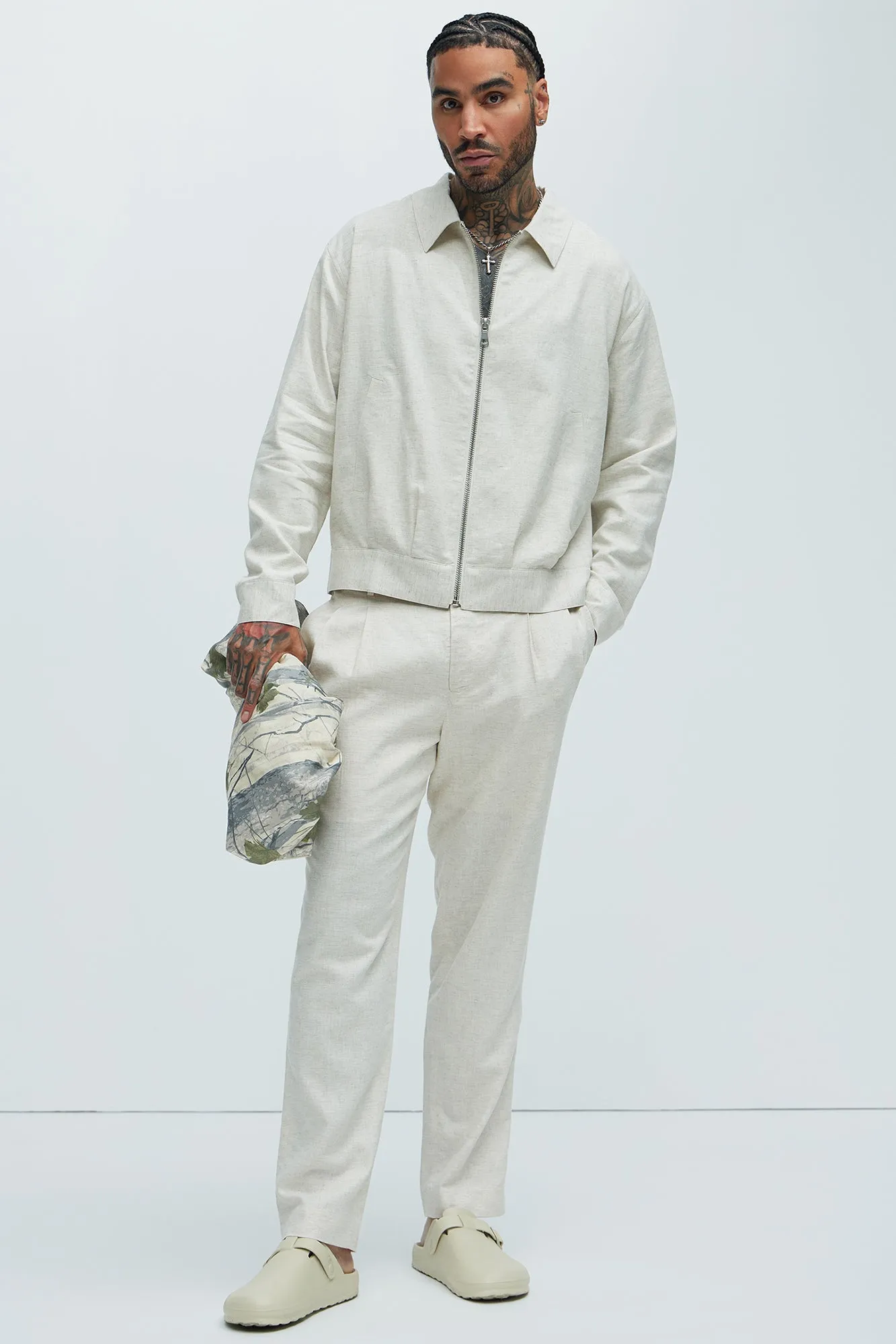 Bahamas Linen Zip Jacket - Oatmeal sold by Fashion Nova product image thumbnail 2