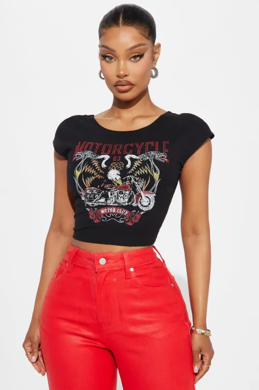 Motor Club Lace Up Top - Black sold by Fashion Nova