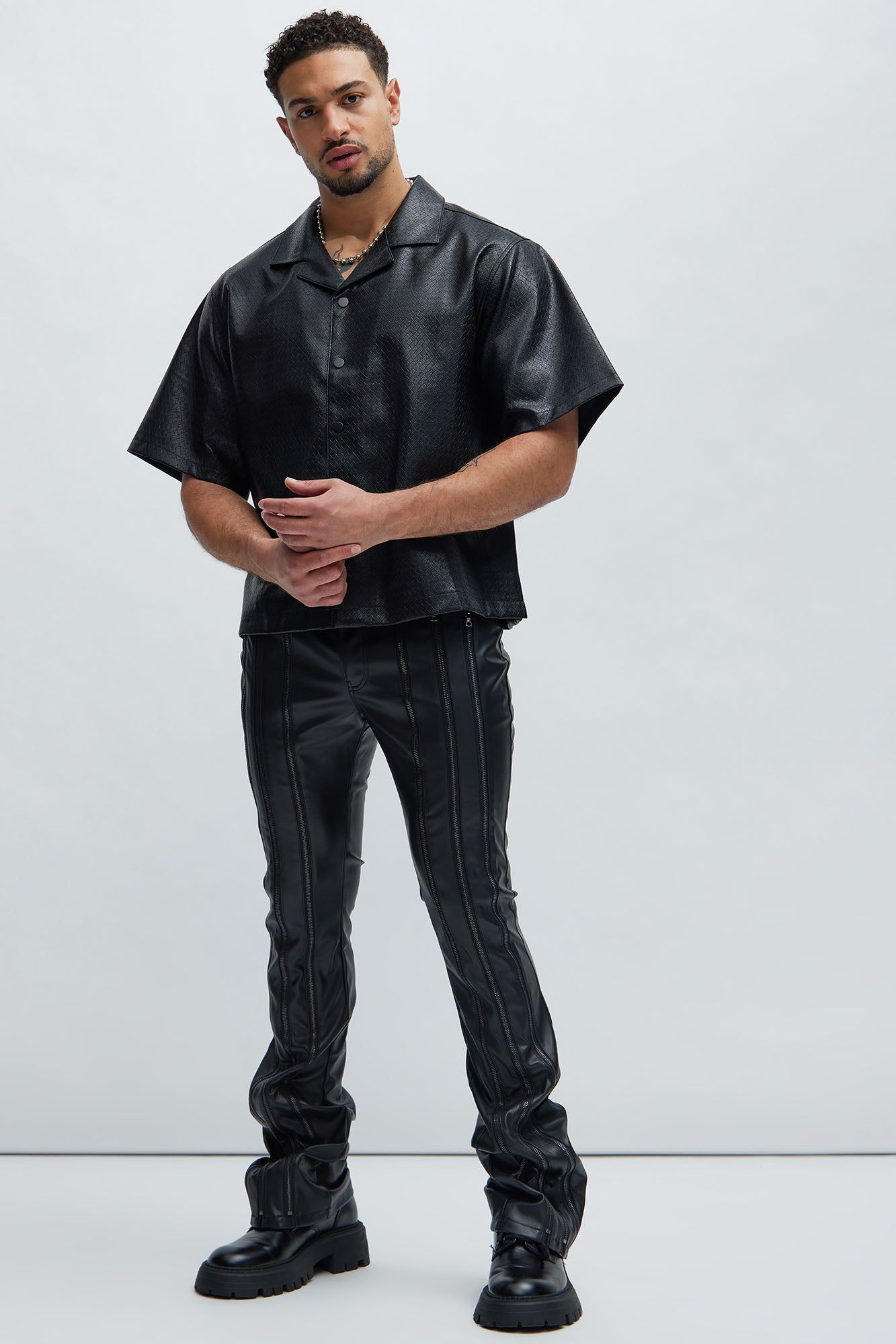 Straight Down Faux Leather Flare Pants - Black sold by Fashion Nova product image thumbnail 2