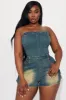 Excuse Me Miss Denim Romper - Dark Wash sold by Fashion Nova