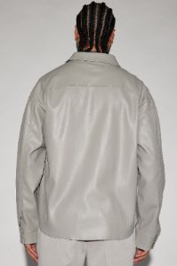 Covert Faux Leather Button Up Shirt - Grey sold by Fashion Nova