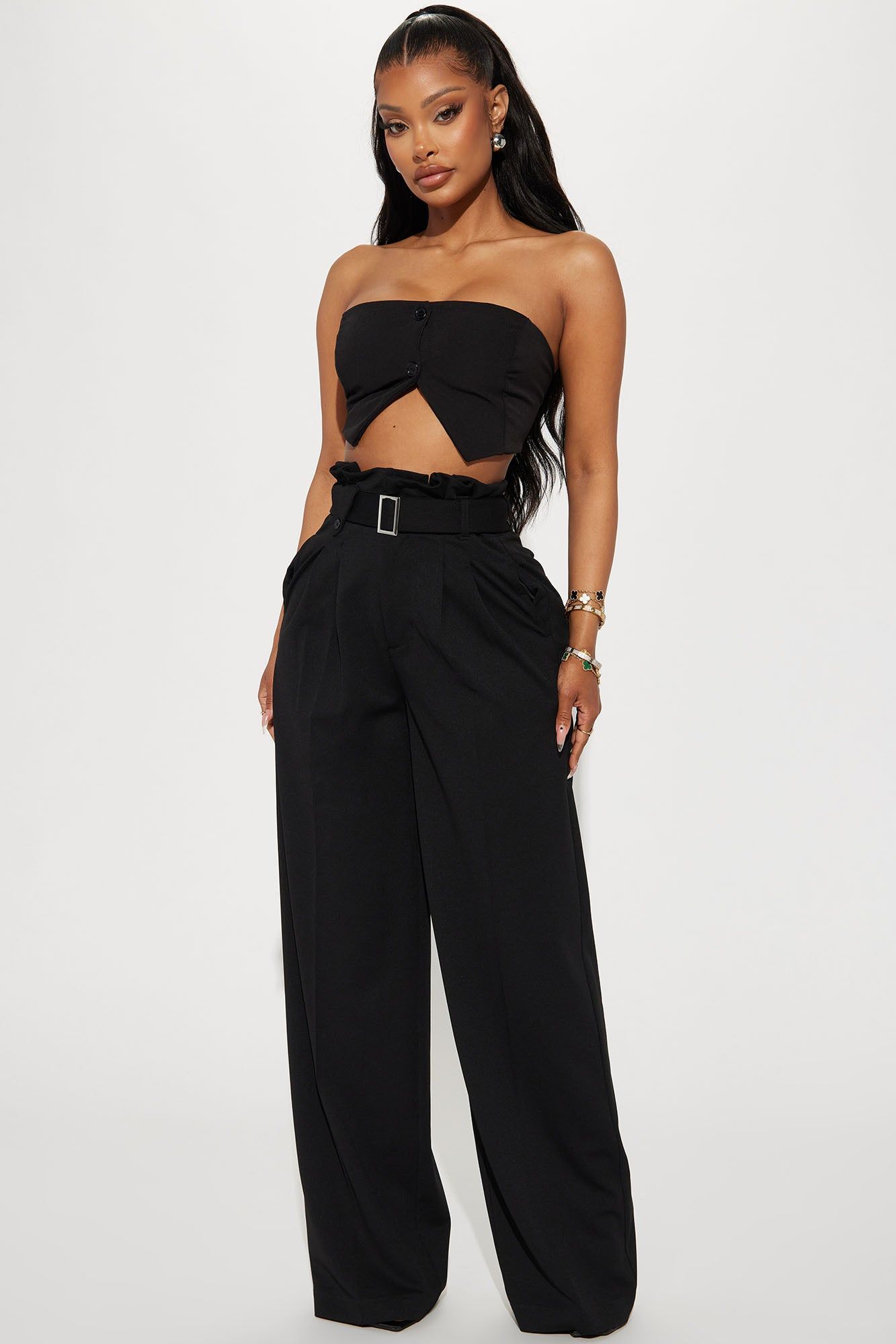 Amelia Wide Leg Trouser - Black sold by Fashion Nova