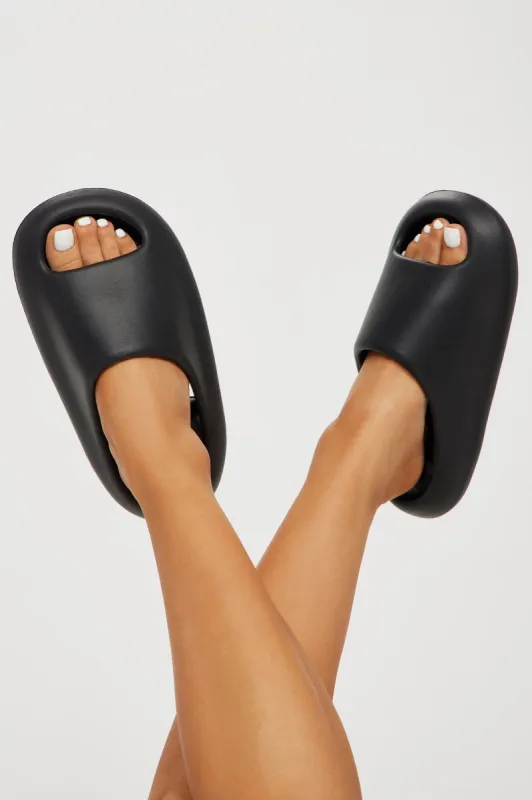 Casual Moment Slides - Black sold by Fashion Nova