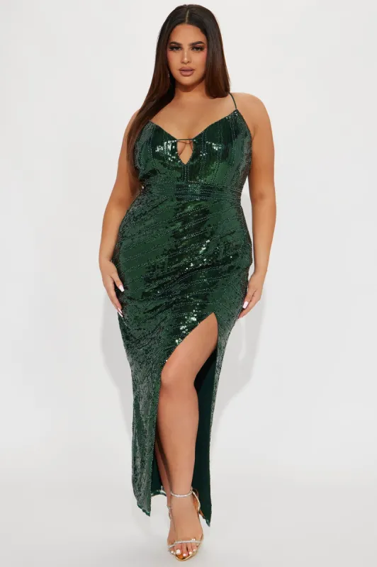 Akila Sequin Gown - Hunter sold by Fashion Nova