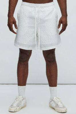 Sierra Textured Warmup Shorts - White sold by Fashion Nova