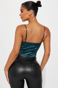 Date Night Satin Corset Top - Teal sold by Fashion Nova