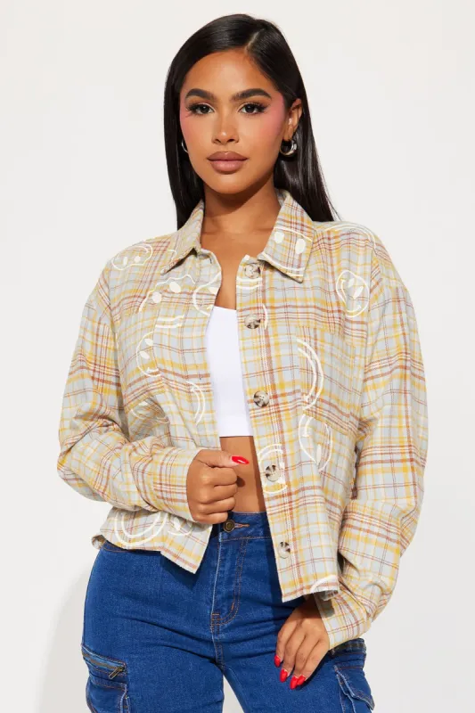 Kate Plaid Shirt - Blue/combo sold by Fashion Nova
